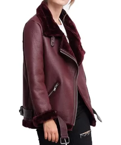 womens-burgundy-faux-leather-shearling-jacket