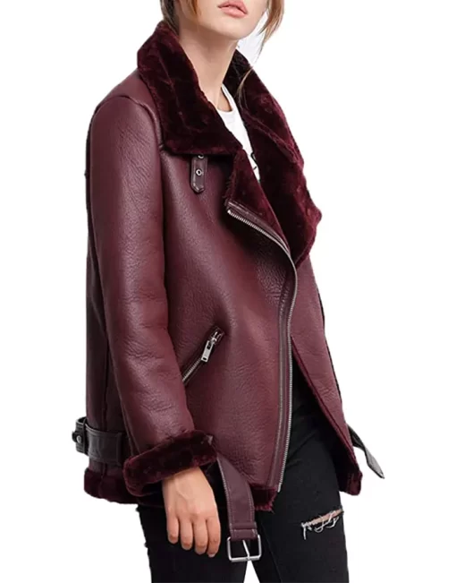 womens-burgundy-faux-leather-shearling-jacket