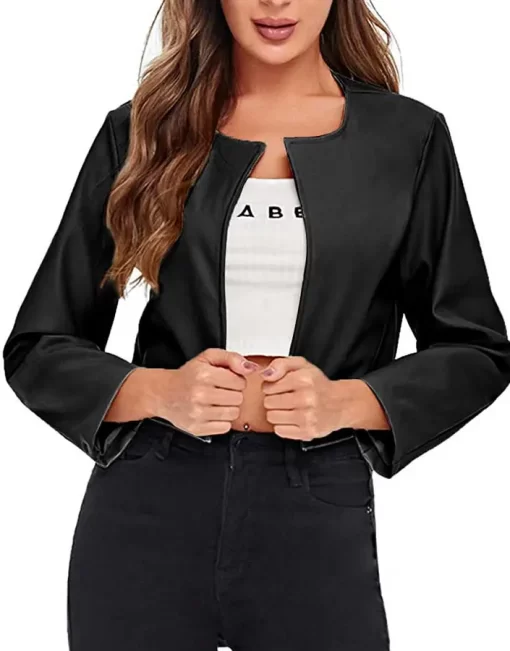 womens-casual-cropped-black-faux-leather-jacket