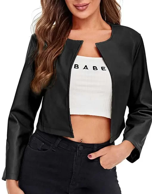 womens-casual-cropped-black-faux-leather-jacket