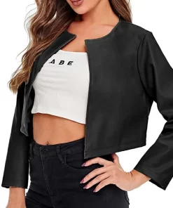 womens-casual-cropped-black-faux-leather-jacket