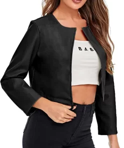 womens-casual-cropped-black-faux-leather-jacket