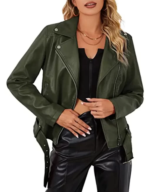 dark-green-faux-leather-jacket