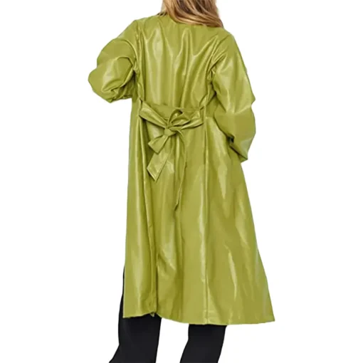 womens-green-faux-leather-coat