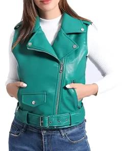 womens-green-faux-leather-moto-vest