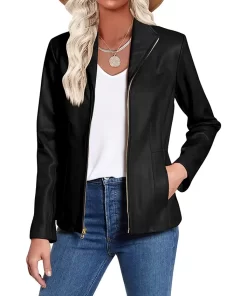 womens-long-sleeve-black-faux-leather-jacket