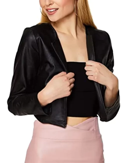 womens-open-front-black-faux-leather-jacket