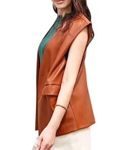 womens-open-front-brown-faux-leather-vest