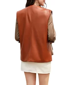 womens-open-front-brown-faux-leather-vest