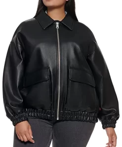 womens-oversized-black-faux-leather-bomber-jacket