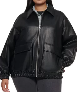 womens-oversized-black-faux-leather-bomber-jacket