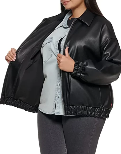 womens-oversized-black-faux-leather-bomber-jacket