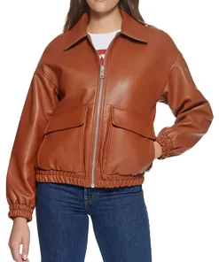 womens-oversized-brown-faux-leather-bomber-jacket