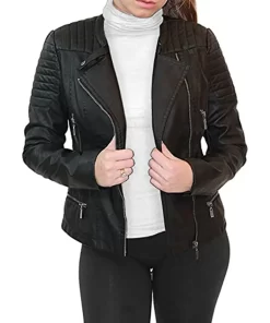 Women's Quilted Shoulder Black Faux Leather Jacket 7 womens-quilted-shoulder-black-faux-leather-jacket