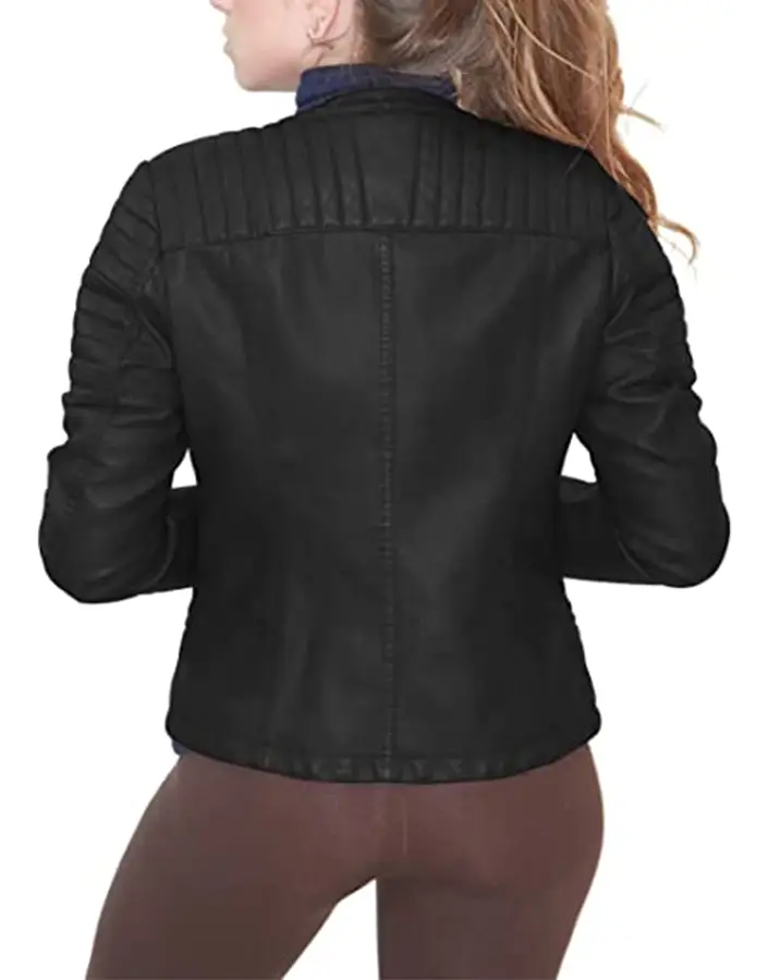 Women's Quilted Shoulder Black Faux Leather Jacket 4 womens-quilted-shoulder-black-faux-leather-jacket