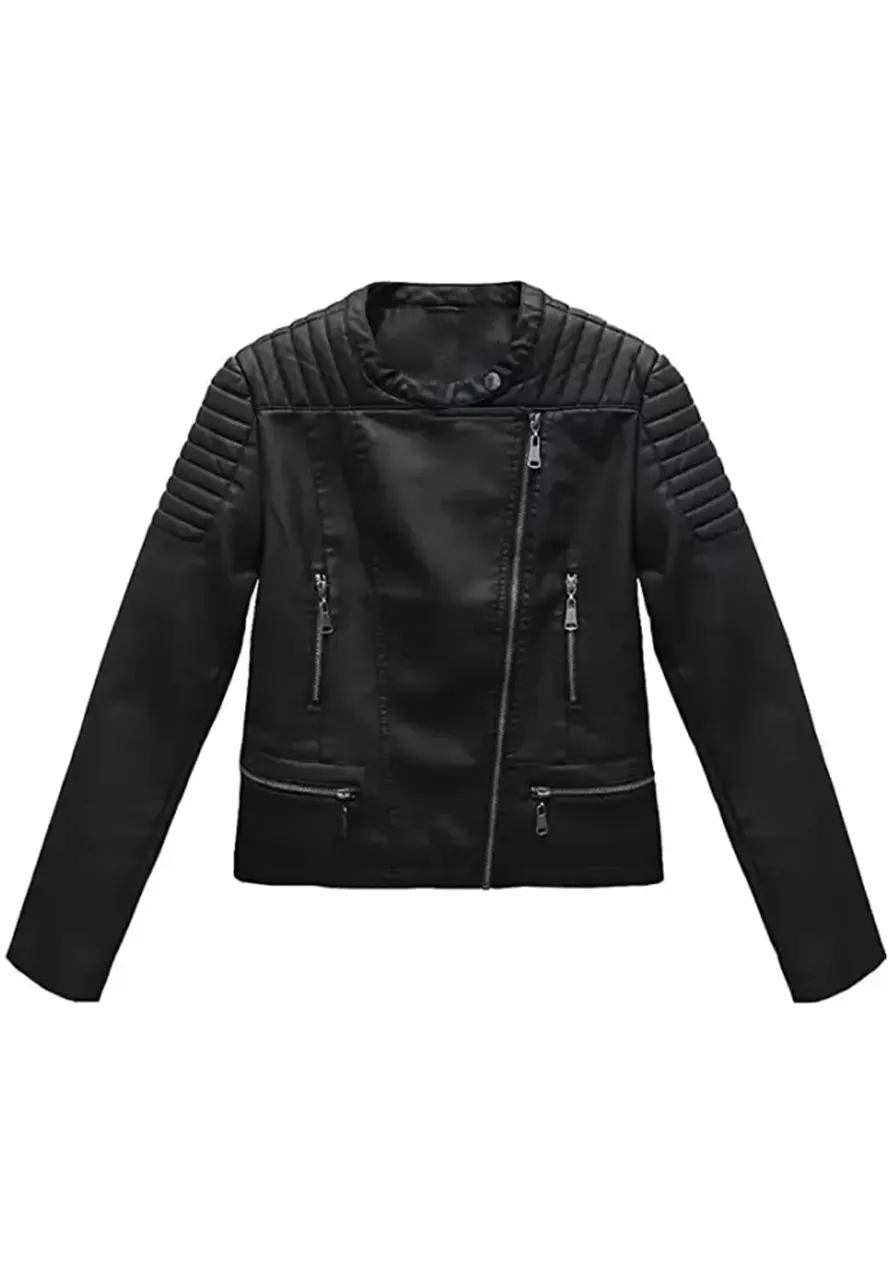 Women's Quilted Shoulder Black Faux Leather Jacket 1 womens-quilted-shoulder-black-faux-leather-jacket
