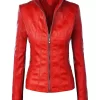 womens-red-faux-leather-slim-fit-zip-up-jacket