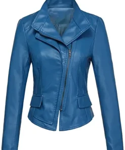 womens-stylish-blue-faux-leather-jacket
