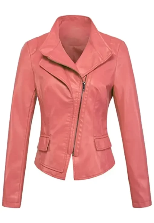 womens-stylish-peach-faux-leather-jacket