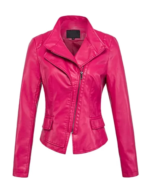 womens-stylish-pink-faux-leather-jacket
