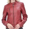 womens-snap-button-collar-red-faux-leather-jacket