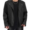 mens-black-faux-leather-belted-jacket