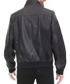 mens-black-faux-leather-bomber-jacket