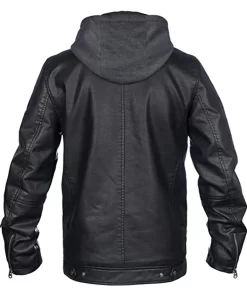 mens-black-faux-leather-bomber-jacket-with-hood