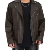 mens-brown-faux-leather-belted-jacket
