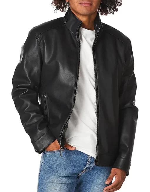 mens-casual-black-faux-leather-jacket