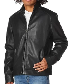 mens-casual-black-faux-leather-jacket