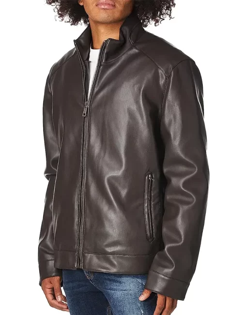 mens-casual-brown-faux-leather-jacket