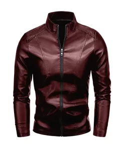 mens-casual-slim-fit-maroon-faux-leather-jacket
