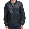 mens-casual-wear-black-faux-leather-bomber-jacket