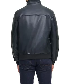 mens-casual-wear-black-faux-leather-bomber-jacket