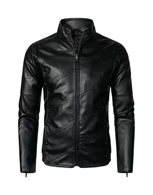 mens-fashionable-black-faux-leather-jacket