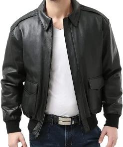 mens-flight-black-faux-leather-bomber-jacket