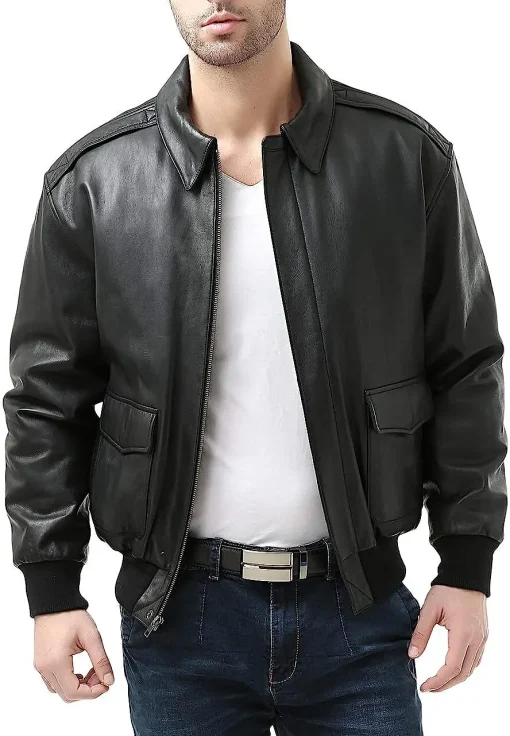 mens-flight-black-faux-leather-bomber-jacket