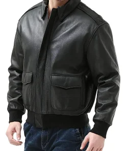 mens-flight-black-faux-leather-bomber-jacket