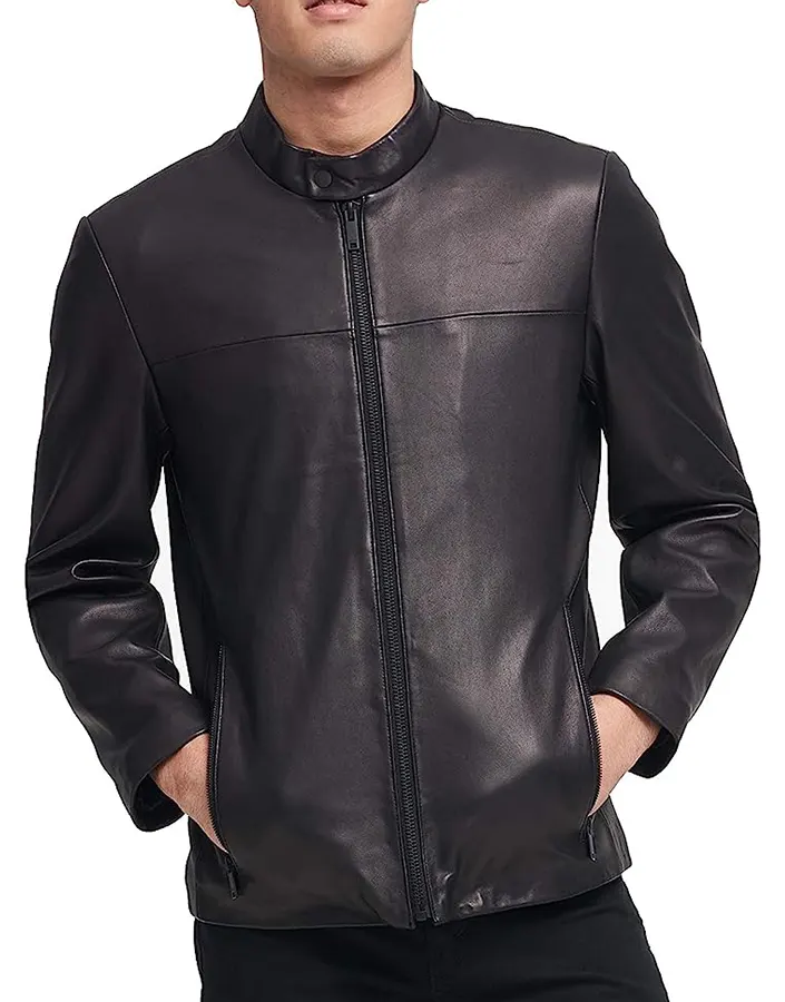 Men's Modern Black Faux Leather Racer Jacket 1 mens-modern-black-faux-leather-racer-jacket