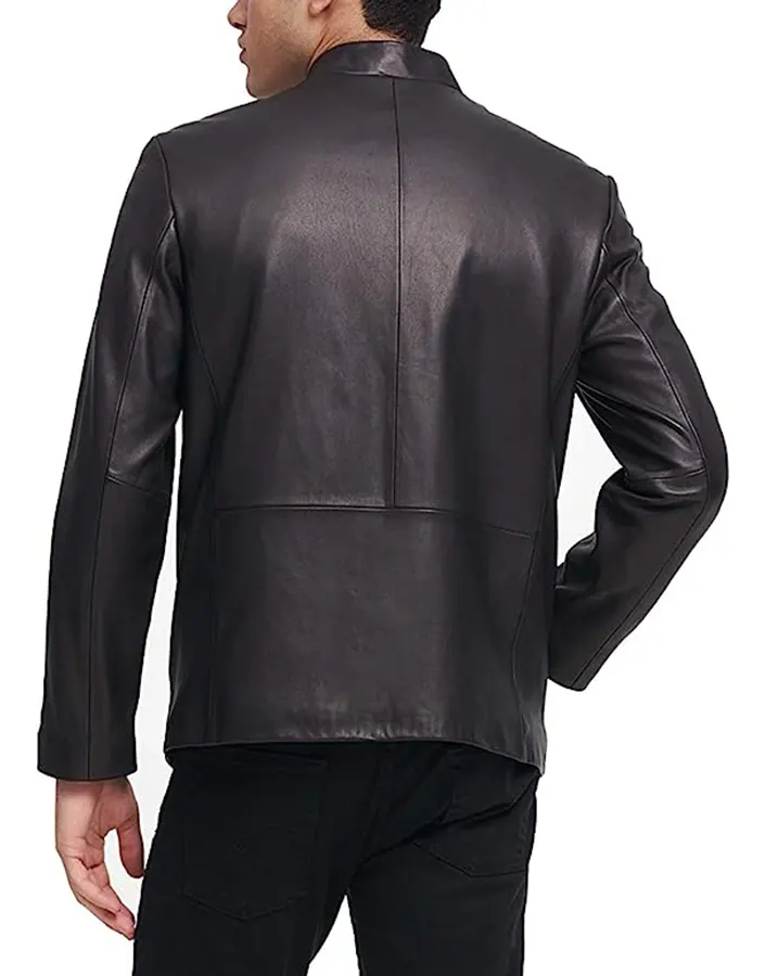Men's Modern Black Faux Leather Racer Jacket 2 mens-modern-black-faux-leather-racer-jacket