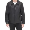 mens-shirt-collar-black-faux-leather-jacket