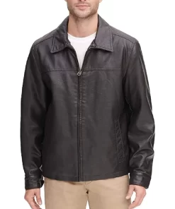 mens-shirt-collar-dark-brown-faux-leather-jacket
