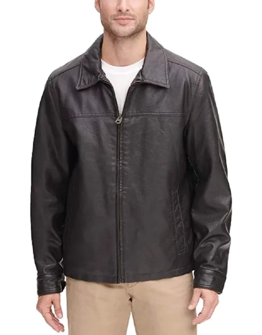 mens-shirt-collar-dark-brown-faux-leather-jacket