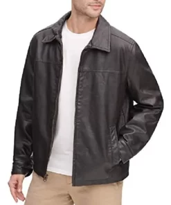 mens-shirt-collar-dark-brown-faux-leather-jacket