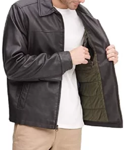 mens-shirt-collar-dark-brown-faux-leather-jacket