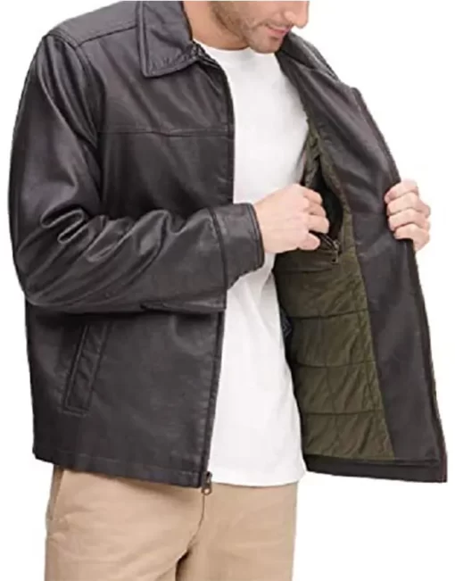 mens-shirt-collar-dark-brown-faux-leather-jacket