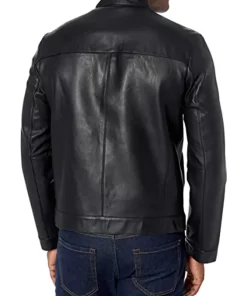 mens-snap-tab-collar-black-faux-leather-jacket