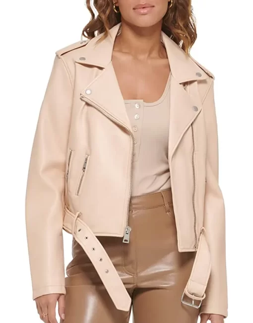 womens-beige-faux-leather-belted-motorcycle-jacket