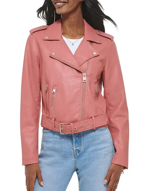 womens-belted-chocolate-pink-faux-leather-motorcycle-jacket